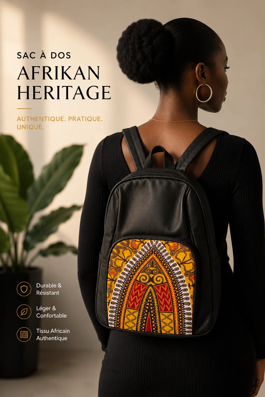 Sac à dos en pagne Afrikan Heritage