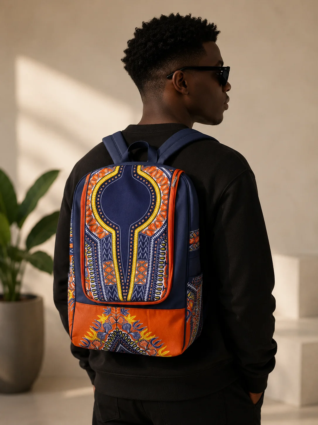 Sac à dos en pagne motif dashiki
